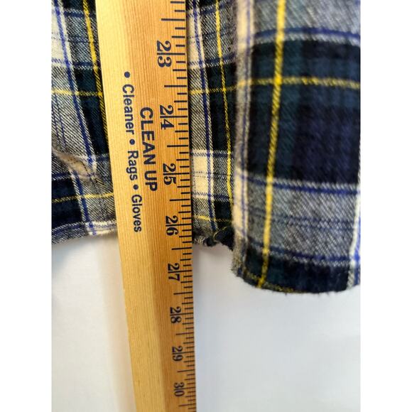 LL Bean Mens 1X Long Sleeve Flannel Blue White Plaid Button Front Shirt - Picture 5 of 8